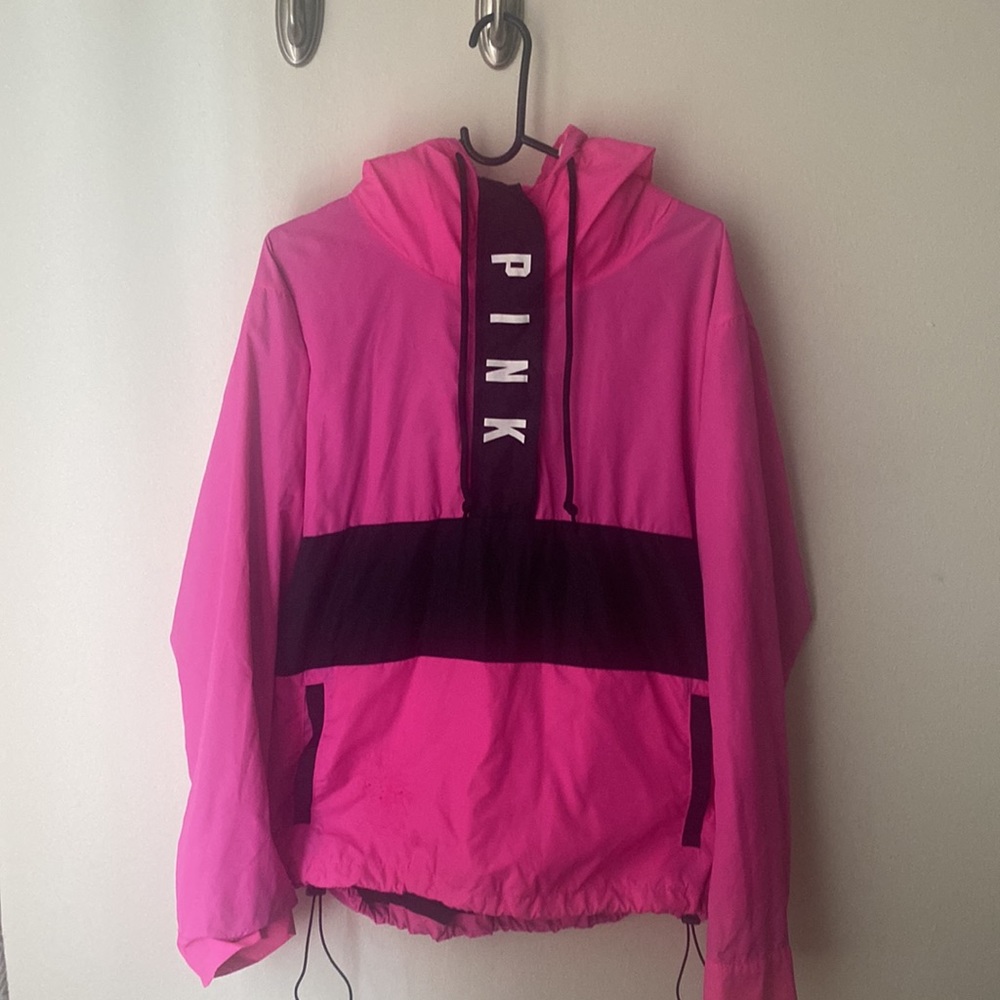 Victoria Secret Pink Fleece Pullover Jacket in Black & Pink, Women’s Size M/L